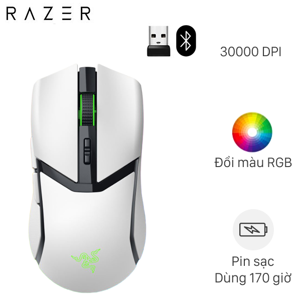 Chuột sạc Bluetooth Gaming Razer Cobra Pro White Edition