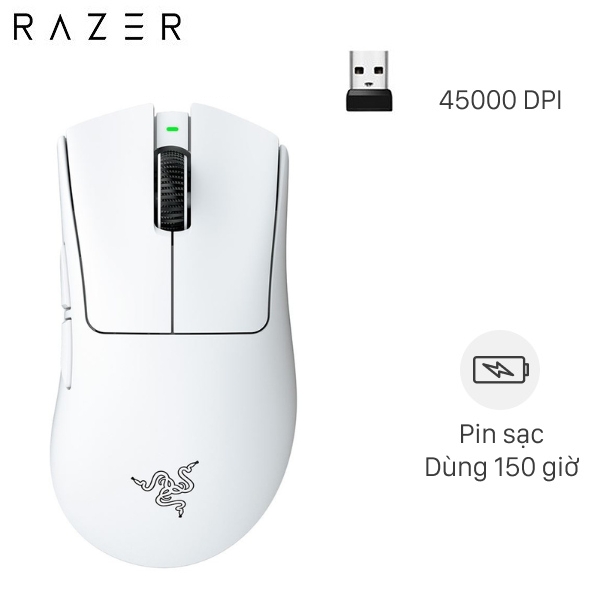 Chuột sạc Không dây Gaming Razer DeathAdder V4 Pro White Edition