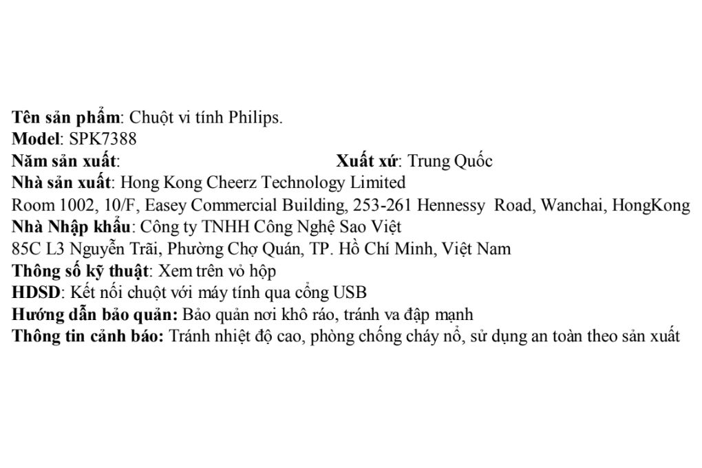Chuột Không dây Philips SPK7388 Màu Đen