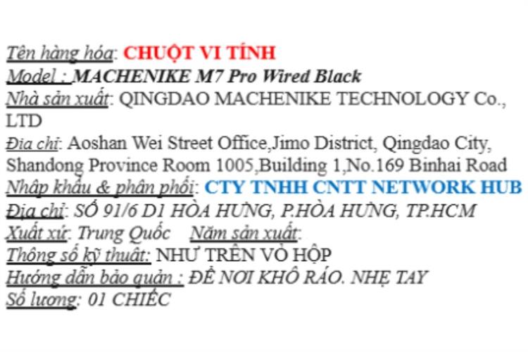 Chuột Có dây Gaming Machenike M7 Pro Wired Màu Đen