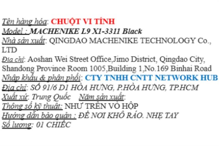 Chuột sạc Bluetooth Gaming Machenike L9 X1 3311 Màu Đen