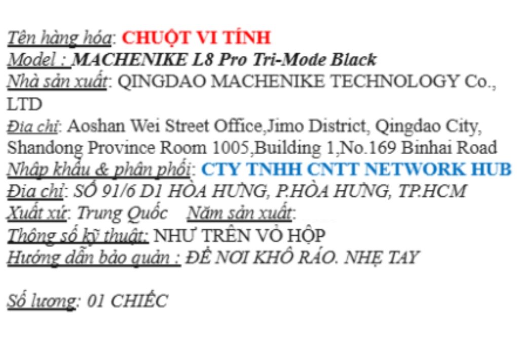 Chuột sạc Bluetooth Gaming Machenike L8 Pro Tri-Mode 8K - 6