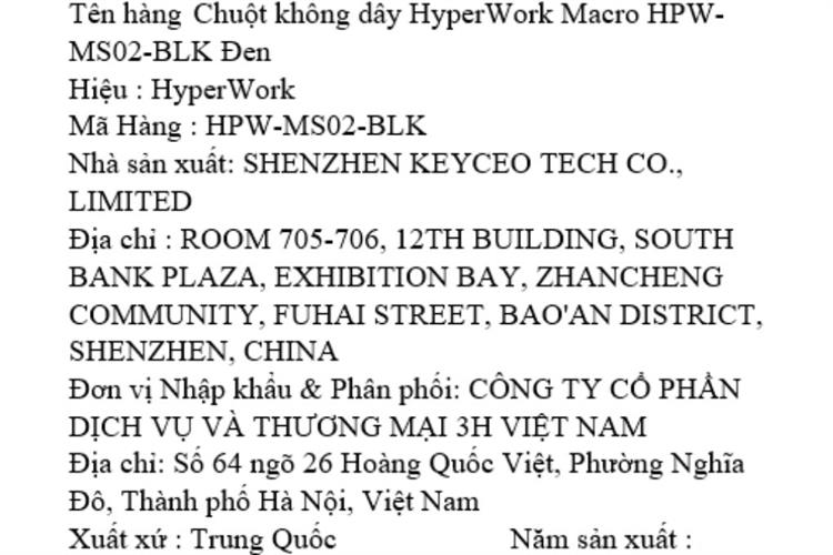 Chuột sạc Bluetooth HyperWork Macro Màu Đen