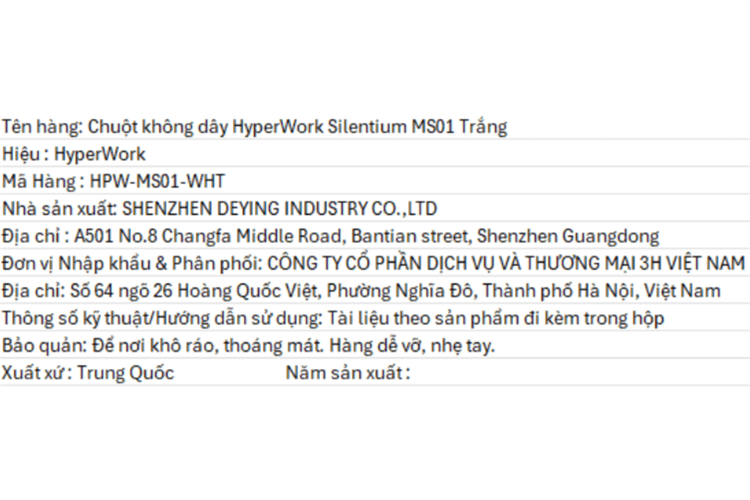 Chuột sạc Bluetooth HyperWork Silentium Gen 2 Màu Trắng