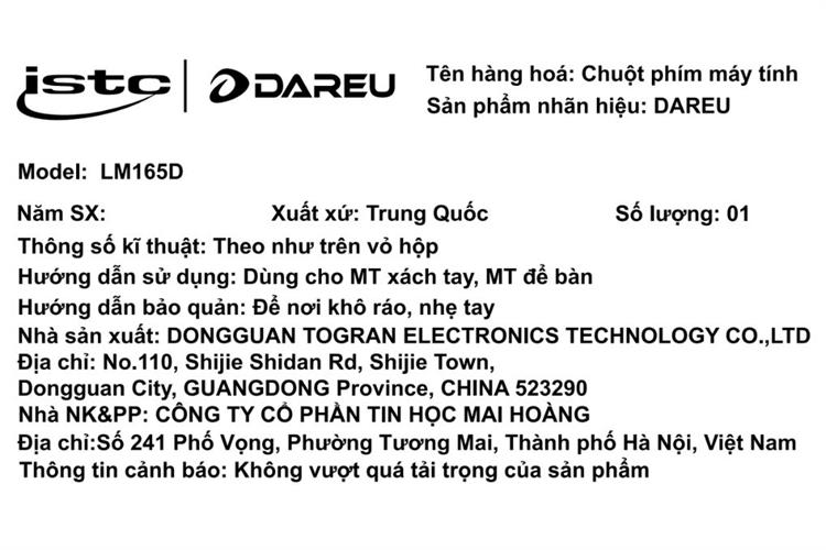 Chuột sạc Bluetooth Dareu LM165D Màu Đen
