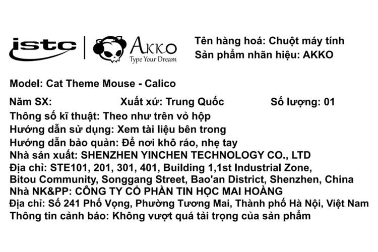 Chuột Bluetooth Akko Cat Theme Mouse Calico Màu Trắng