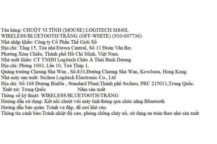 Chuột Bluetooth Silent Logitech M840 L Màu Trắng