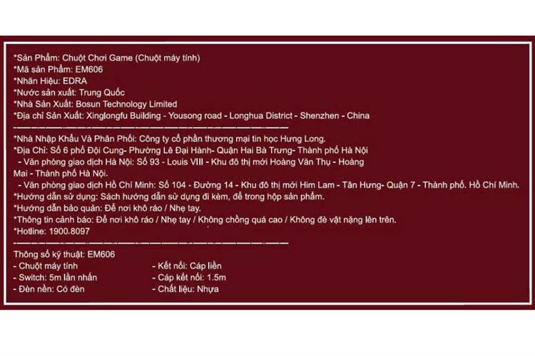 Chuột Có dây EDRA EM606 Màu Đen