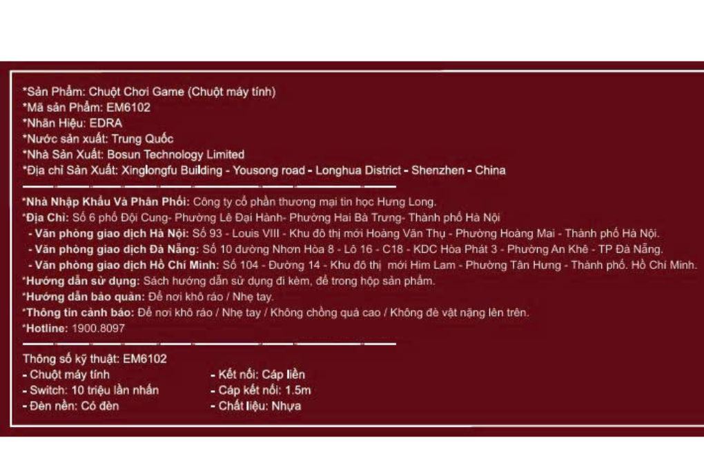 Chuột Có dây Gaming EDRA EM6102 Màu Đen