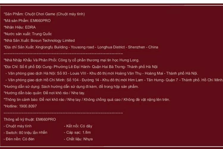 Chuột Có dây Gaming EDRA EM660PRO Màu Đen