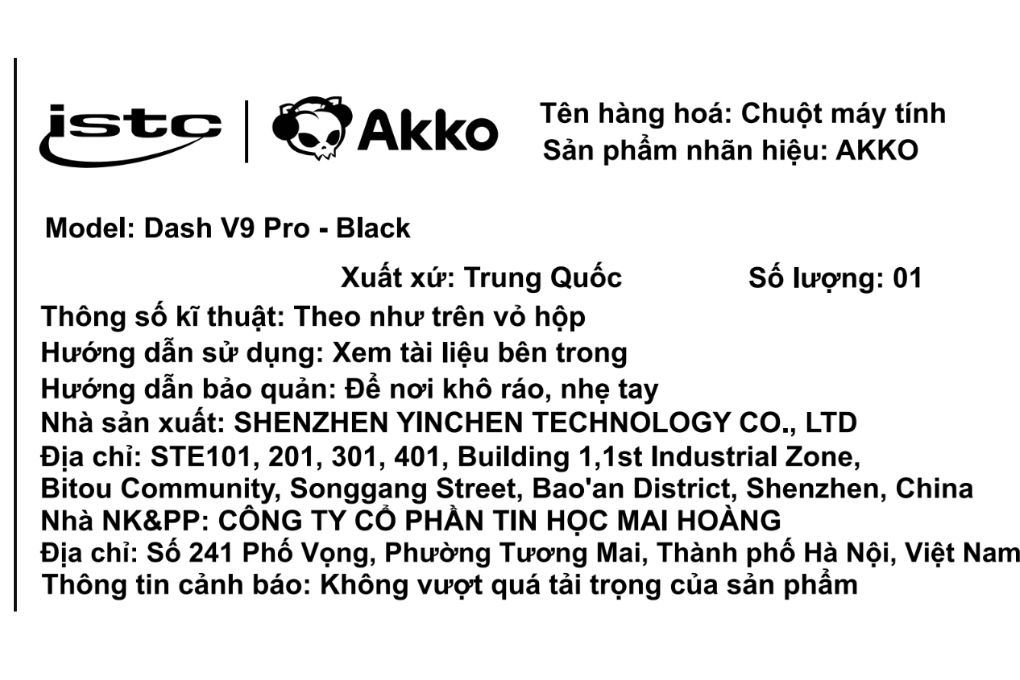 Chuột Bluetooth Akko Dash V9 Pro Màu Đen