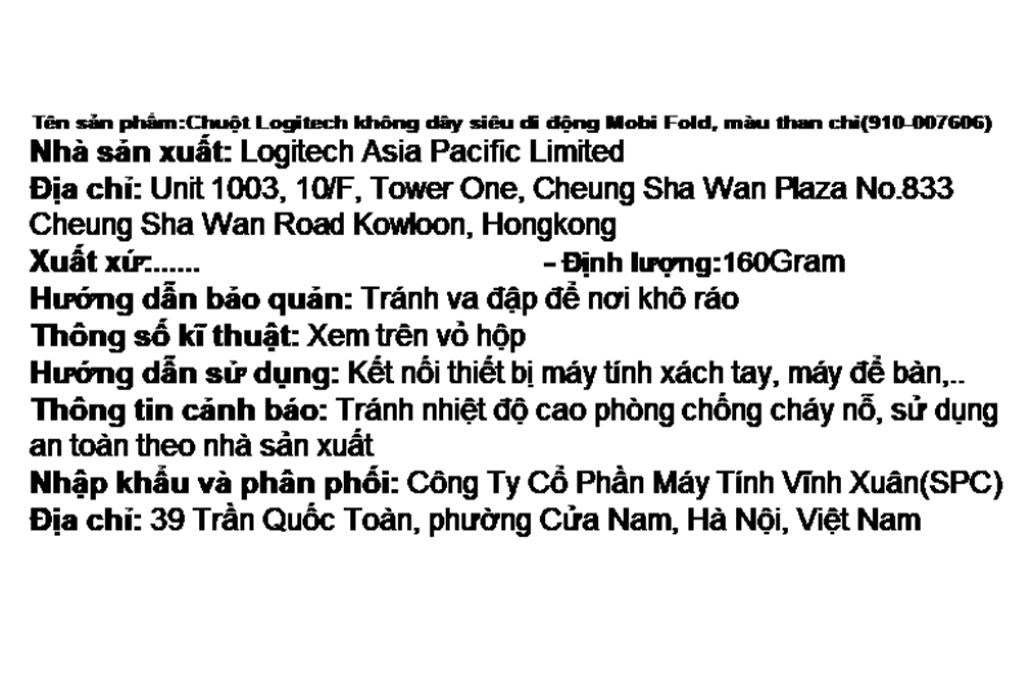 Chuột không dây Logitech Mobi Fold pin sạc Màu Đen