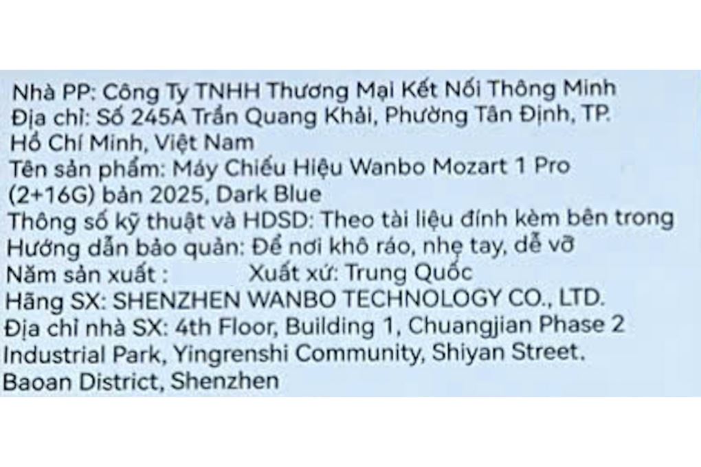 Máy chiếu Wanbo Full HD Mozart 1 Pro Màu Xanh đen