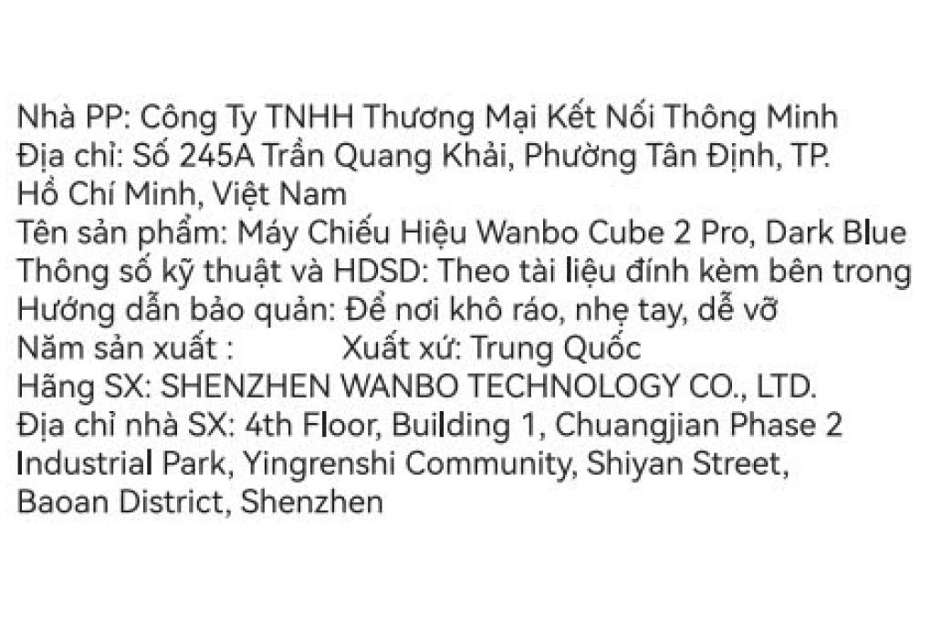 Máy chiếu Wanbo Full HD Cube 2 Pro Màu Xanh đen