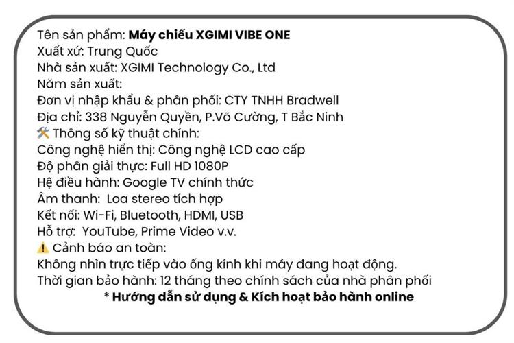 Máy chiếu Xgimi Full HD Vibe One Màu Xám