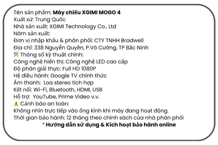 Máy chiếu Xgimi Full HD Mogo 4 Màu Xám