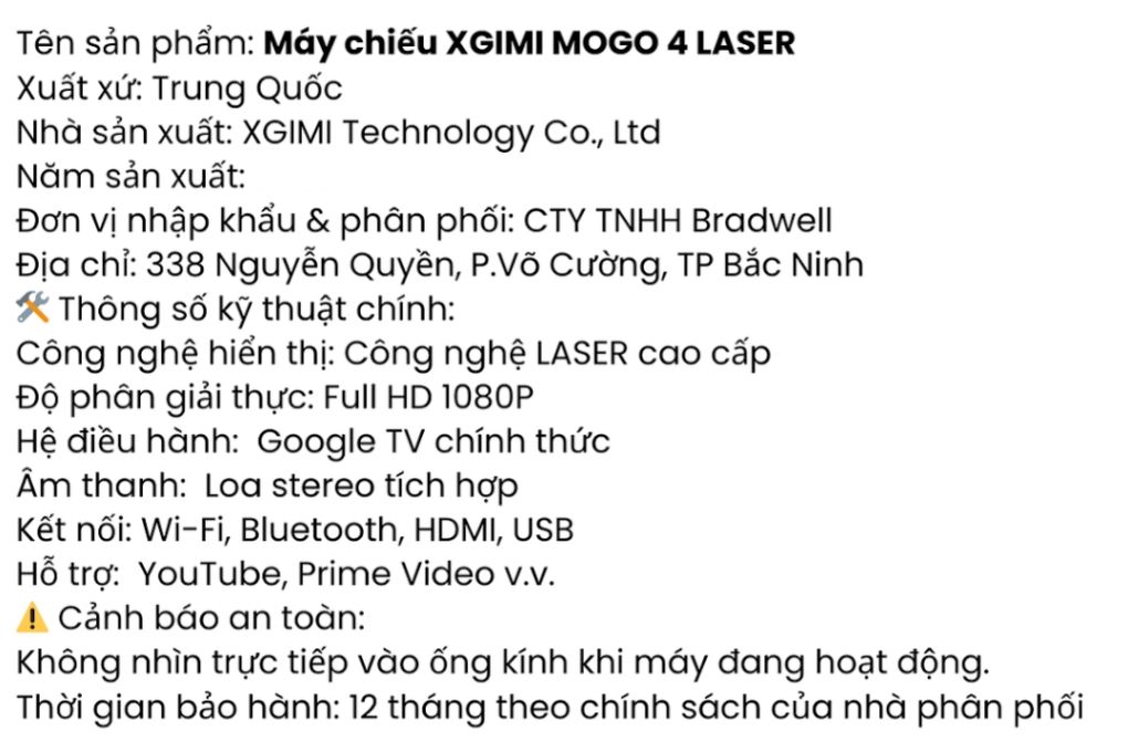 Máy chiếu Xgimi Full HD Mogo 4 Laser Màu Xám