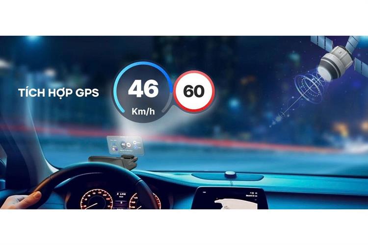 Màn Hình HUD Xe Hơi LCD TFT 4.58 inch Hiển Thị Tốc Độ GPS Vietmap H50 Màu Đen