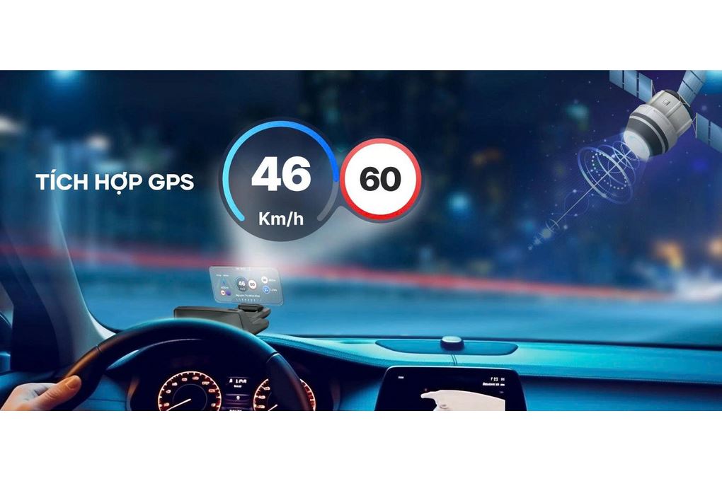Màn Hình HUD Xe Hơi LCD TFT 4.58 inch Hiển Thị Tốc Độ GPS Vietmap H50 Màu Đen