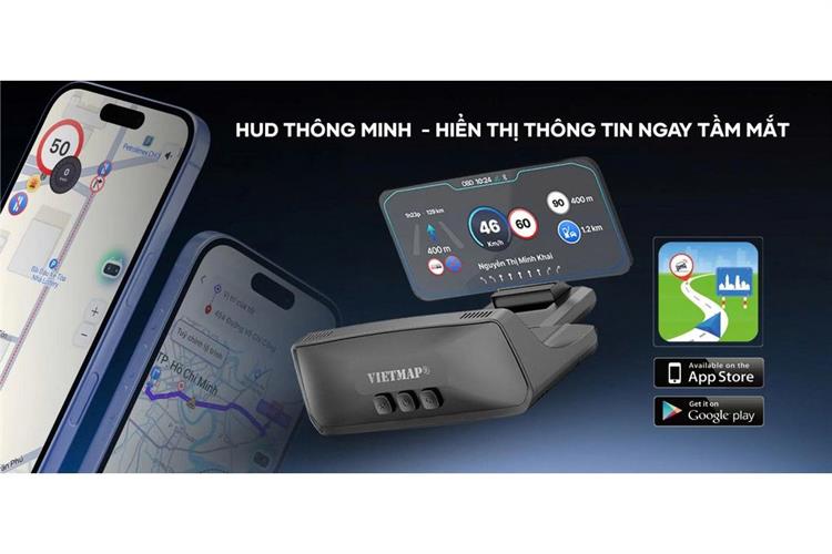 Màn Hình HUD Xe Hơi LCD TFT 4.58 inch Hiển Thị Tốc Độ GPS Vietmap H50 Màu Đen