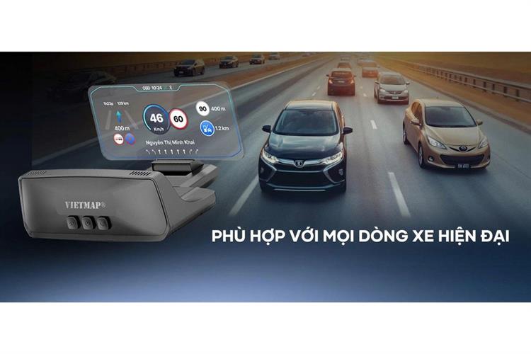 Màn Hình HUD Xe Hơi LCD TFT 4.58 inch Hiển Thị Tốc Độ GPS Vietmap H50 Màu Đen