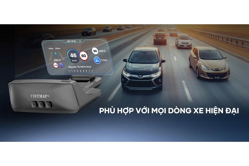 Màn Hình HUD Xe Hơi LCD TFT 4.58 inch Hiển Thị Tốc Độ GPS Vietmap H50 Màu Đen