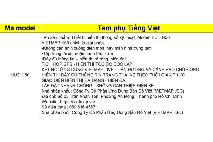 Màn Hình HUD Xe Hơi LCD TFT 4.58 inch Hiển Thị Tốc Độ GPS Vietmap H50 Màu Đen
