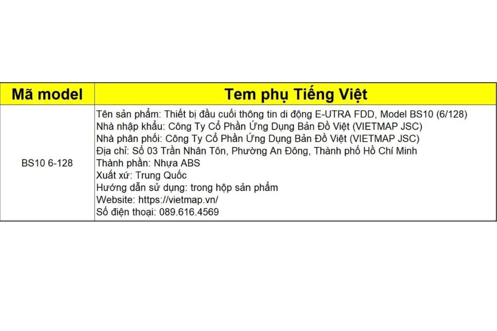 Android Box 6GB/128GB Vietmap BS10 6-128 Màu Đen
