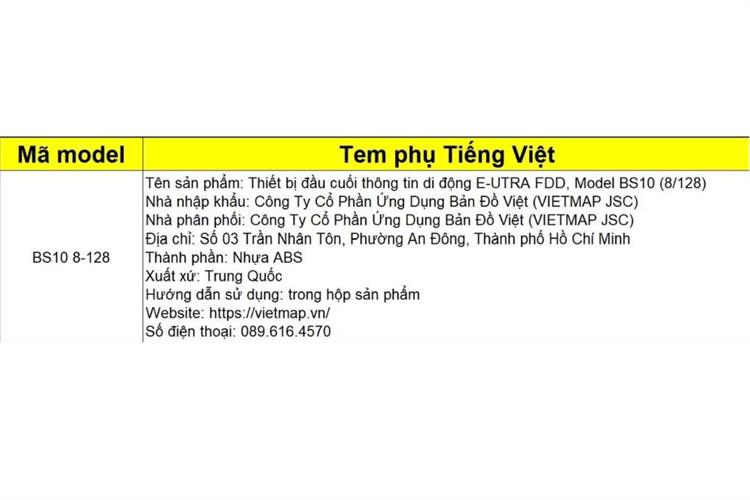 Android Box 8GB/128GB Vietmap BS10 8-128 Màu Đen
