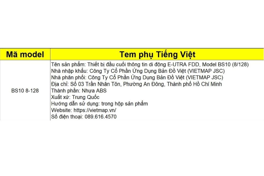 Android Box 8GB/128GB Vietmap BS10 8-128 Màu Đen