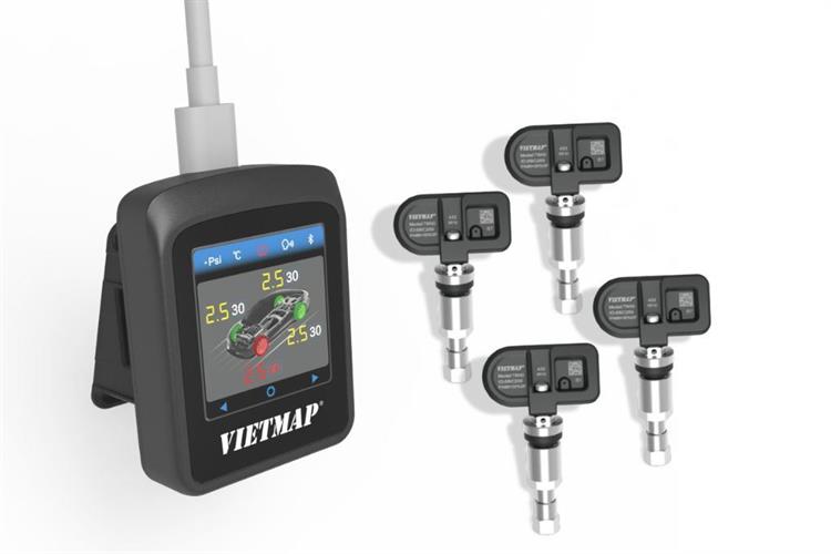 Cảm Biến Áp Suất Lốp Xe Hơi Cảnh Báo Giọng Nói Vietmap TW50 Màu Đen