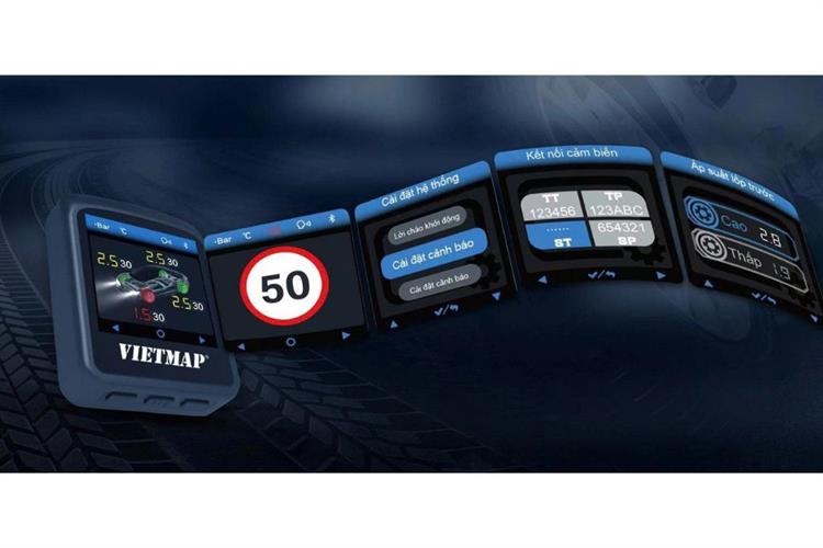 Cảm Biến Áp Suất Lốp Xe Hơi Cảnh Báo Giọng Nói Vietmap TW50 Màu Đen