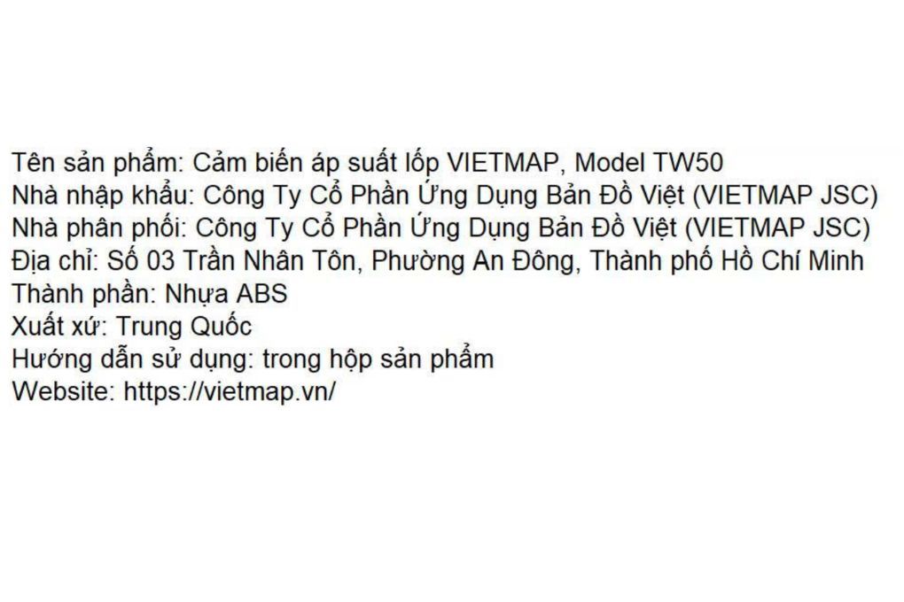 Cảm Biến Áp Suất Lốp Xe Hơi Cảnh Báo Giọng Nói Vietmap TW50 Màu Đen