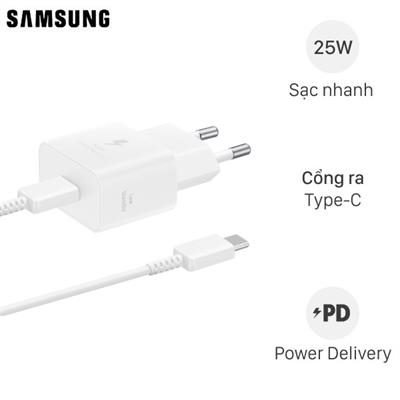 Bộ  sạc nhanh Type-C PD 25W Samsung EP-T2510XW kèm cáp Type C - Type C