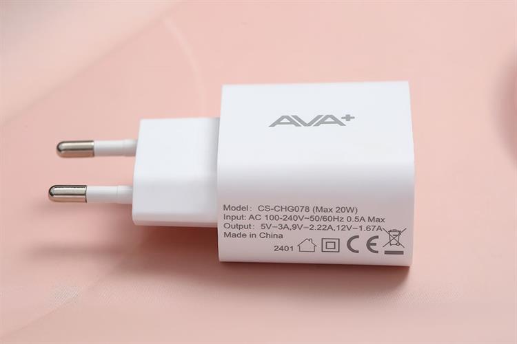 Sạc USB 12W AVA+ CS-CHG076 Màu Trắng