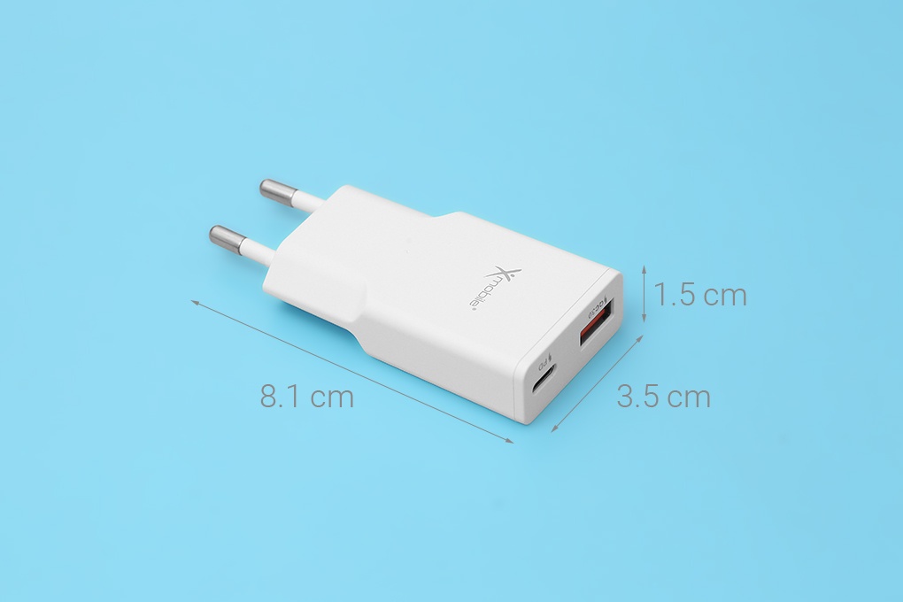 Sạc nhanh 2 cổng USB Type-C QC3.0 PD 30W Xmobile ACL100-QP30 Màu Trắng