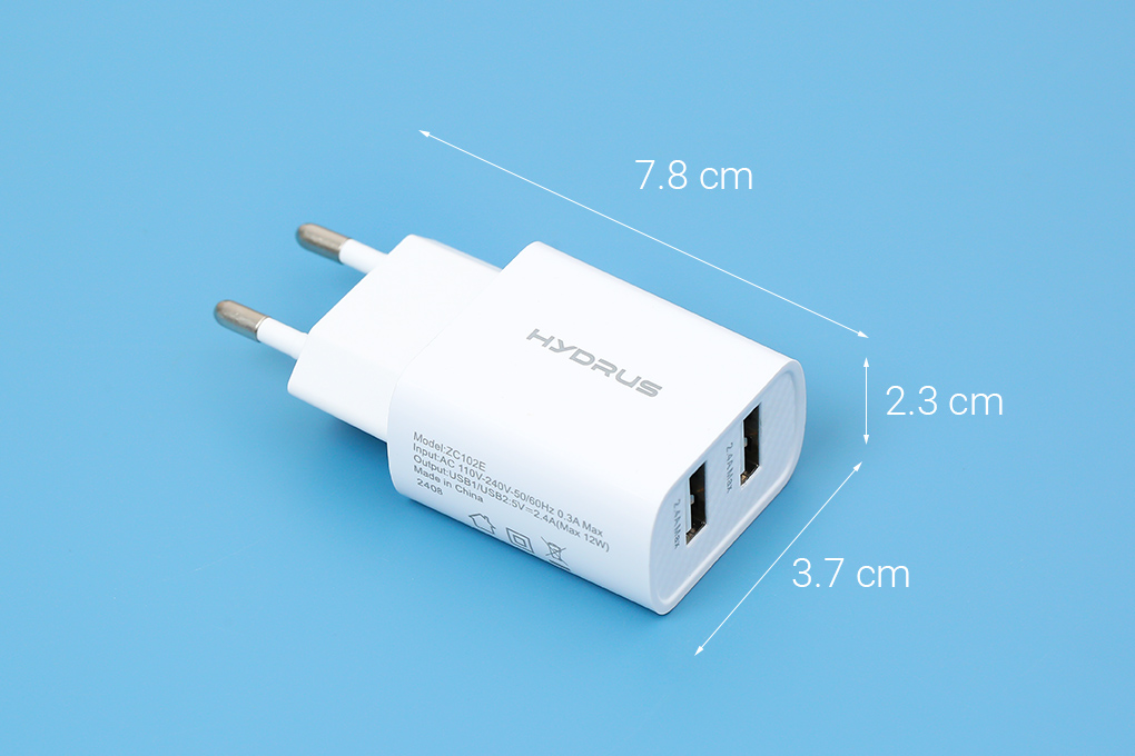 Sạc 2 cổng USB 12W Hydrus ZC102E - 9