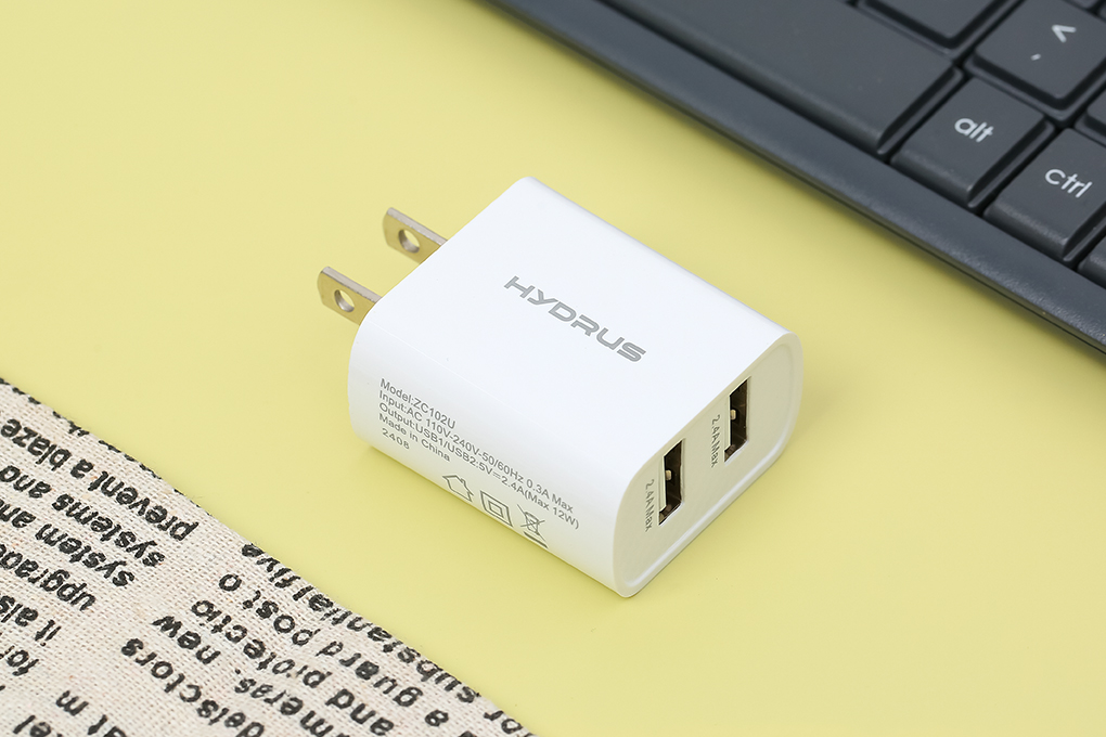 Sạc 2 cổng USB 12W Hydrus ZC102U Màu Trắng