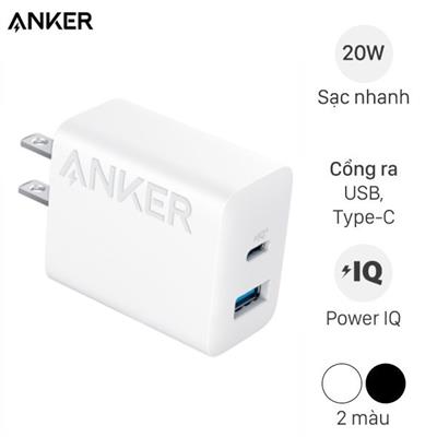 Adapter Sạc 2 cổng USB Type C IQ3 20W Anker A2348