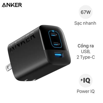 Adapter Sạc 3 cổng USB Type C IQ3 67W Anker A2674