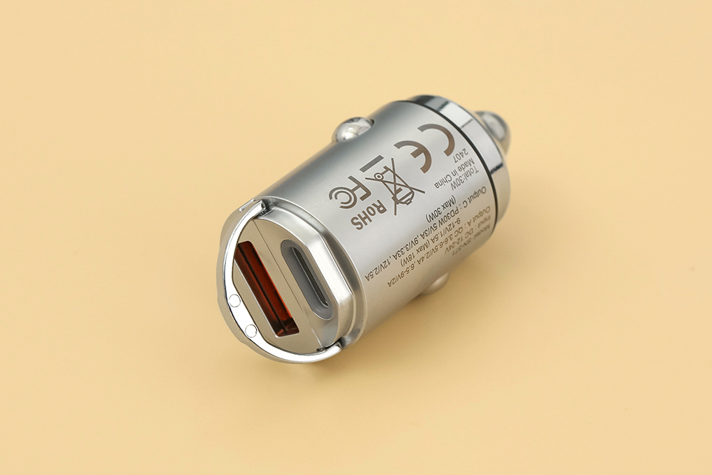 Sạc nhanh xe hơi 2 cổng USB Type-C QC3.0 PD 30W Xmobile SN-571 Màu Bạc
