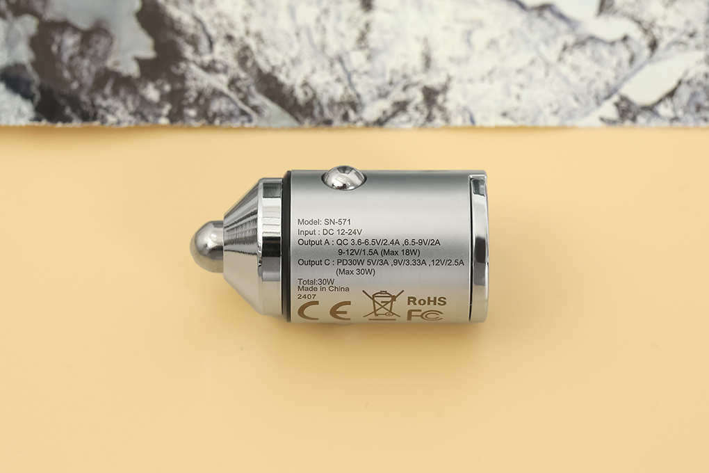 Sạc nhanh xe hơi 2 cổng USB Type-C QC3.0 PD 30W Xmobile SN-571 Màu Bạc