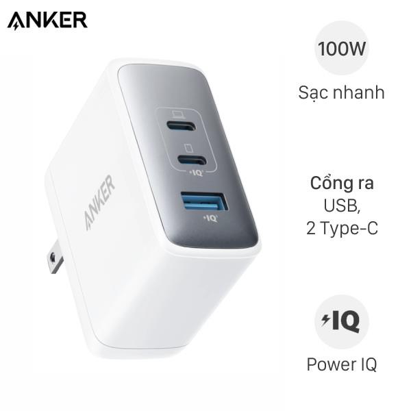 Adapter Sạc 3 Cổng Usb Type C Iq3 100W Anker A2145