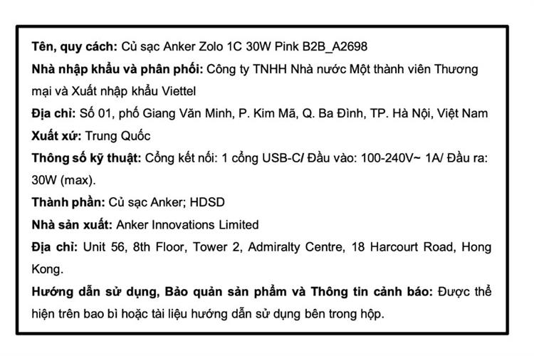 Sạc nhanh Type-C PD 30W Anker Zolo A2698 Màu Hồng ruốc