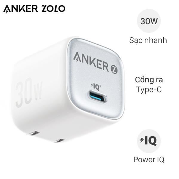 Adapter Sạc Type C IQ3 GaN 30W Anker Zolo A2698