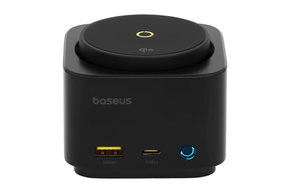 Đế sạc nhanh không dây 7 cổng USB Type-C HDMI Qi2 SD Micro SD 65W Baseus MagPro BS-OH122 Màu Đen