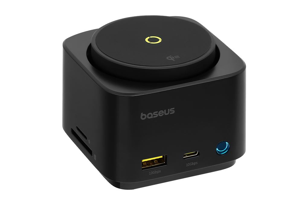 Đế sạc nhanh không dây 7 cổng USB Type-C HDMI Qi2 SD Micro SD 65W Baseus MagPro BS-OH122 Màu Đen