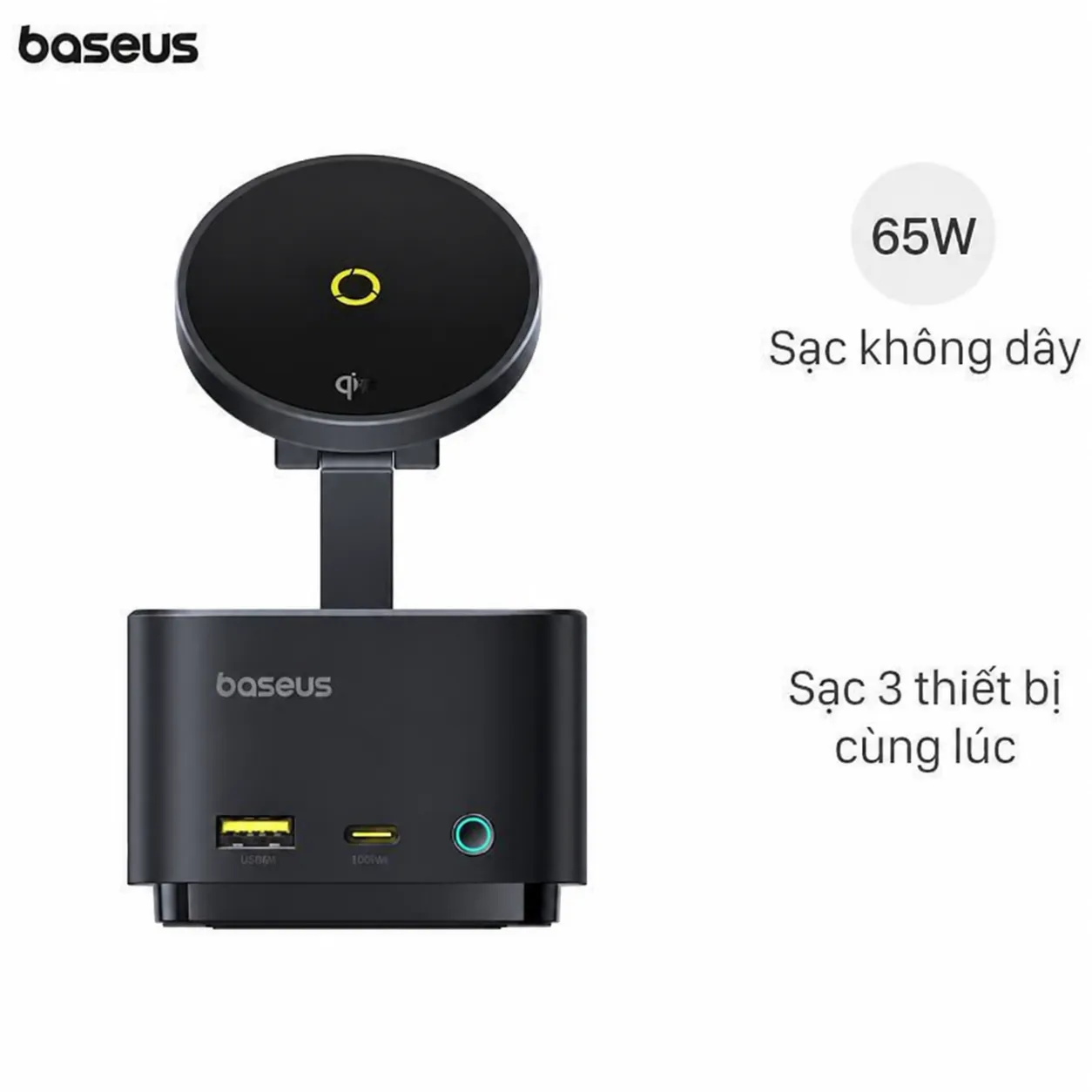 Đế sạc nhanh không dây 7 cổng USB Type-C HDMI Qi2 SD Micro SD 65W Baseus MagPro BS-OH122