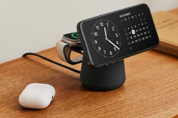 Đế sạc không dây 2 in 1 15W MagSafe Belkin BoostCharge Pro WIZ020 Màu Đen - Xám