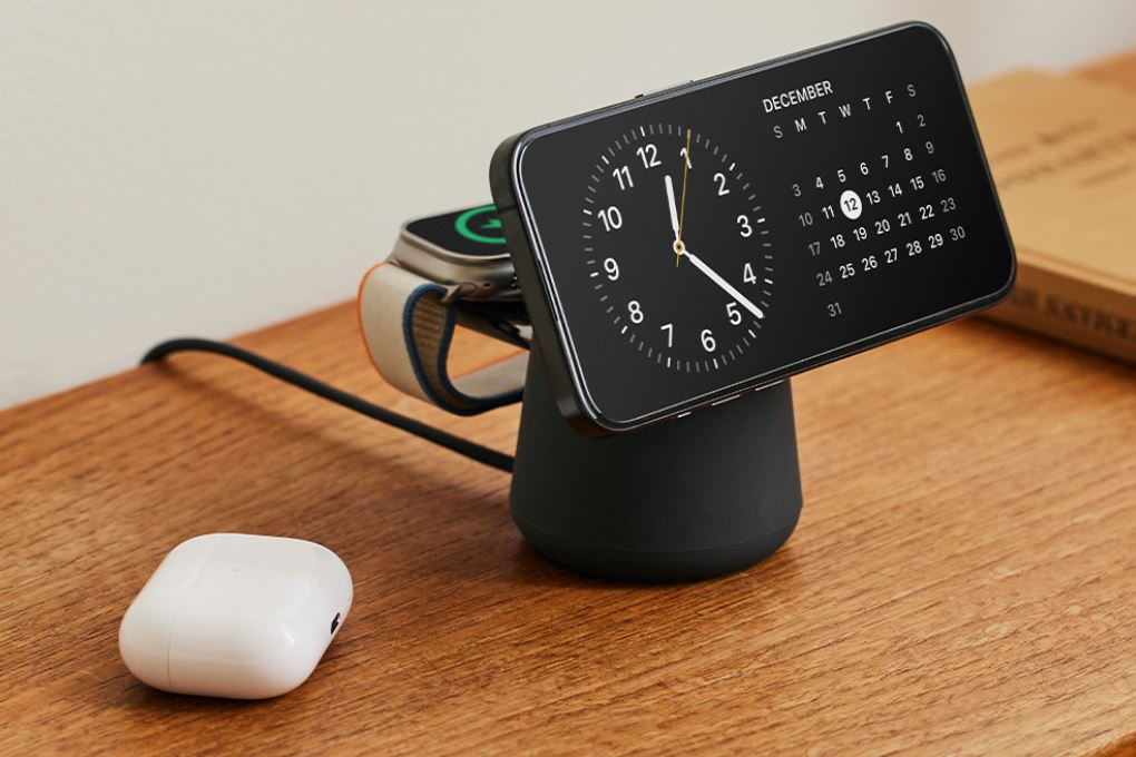 Đế sạc không dây 2 in 1 15W MagSafe Belkin BoostCharge Pro WIZ020 Màu Đen - Xám